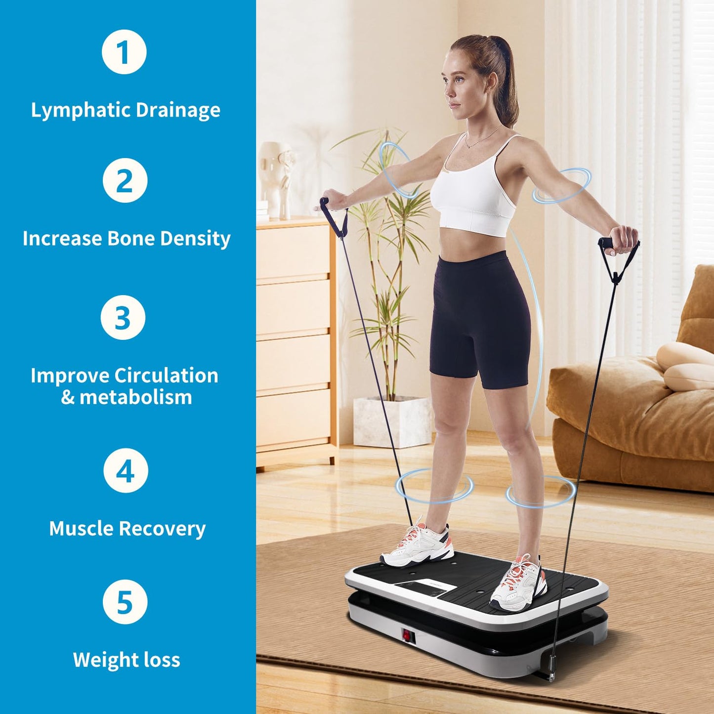 EDGSKGR Professional Linear Vertical Vibration Plate - 50-60Hz Whole Body Platform for Bone Strength & Lymphatic Drainage, 3mm Amplitude for Muscle Recovery & Skeletal Health, 330lbs Capacity
