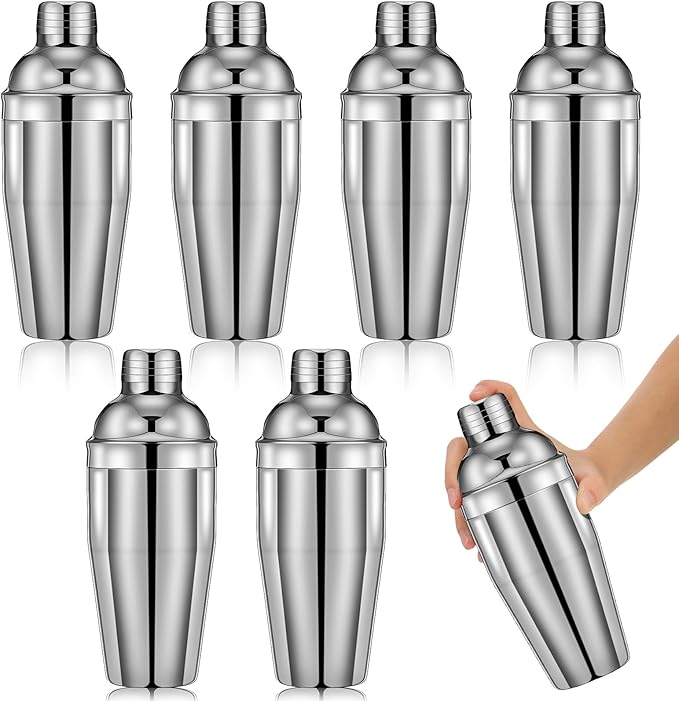 Nitial 6 Pcs Bar Cocktail Shaker Professional Stainless Steel Martini Drink Mixer with Built-in Strainer for Bartending No...