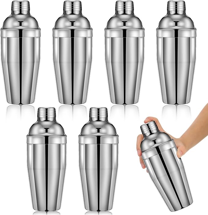 Nitial 6 Pcs Bar Cocktail Shaker Professional Stainless Steel Martini Drink Mixer with Built-in Strainer for Bartending No...
