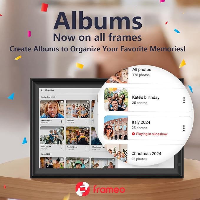 15.6inch FRAMEO Digital Photo Frame with 1920x1080 FHD IPS LCD Touch Screen, Dual-WiFi Share Photos & Videos Via Frameo App, Support USB Drive/SD Card Extend Storage, Auto-Rotate