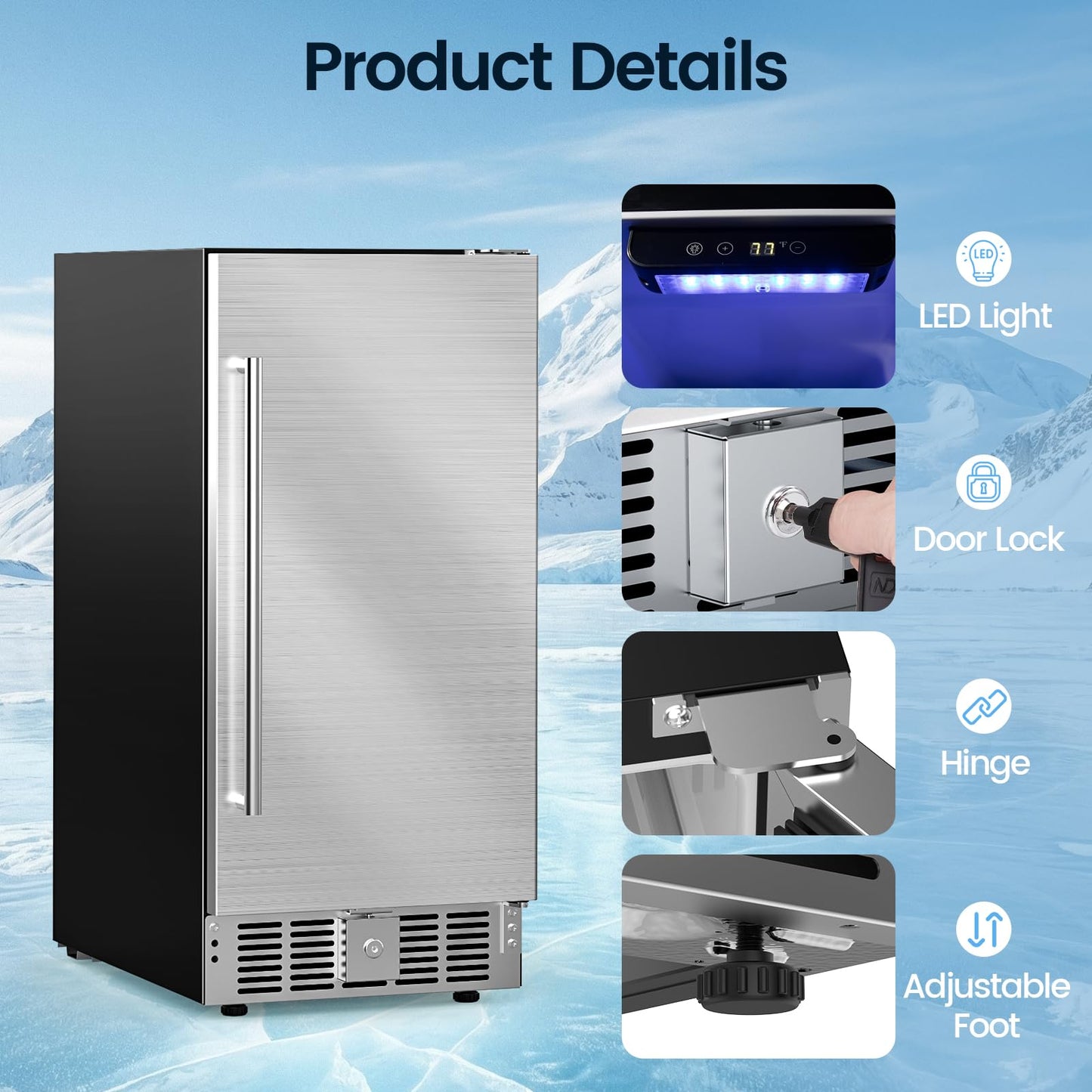 COWSAR 15 Inch Outdoor Beverage Refrigerator, Under Counter Beverage Fridge with Stainless Steel Door, Built-in or Freestanding Beverage Cooler 127 Cans for Home/Kitchen/Patio/Bar