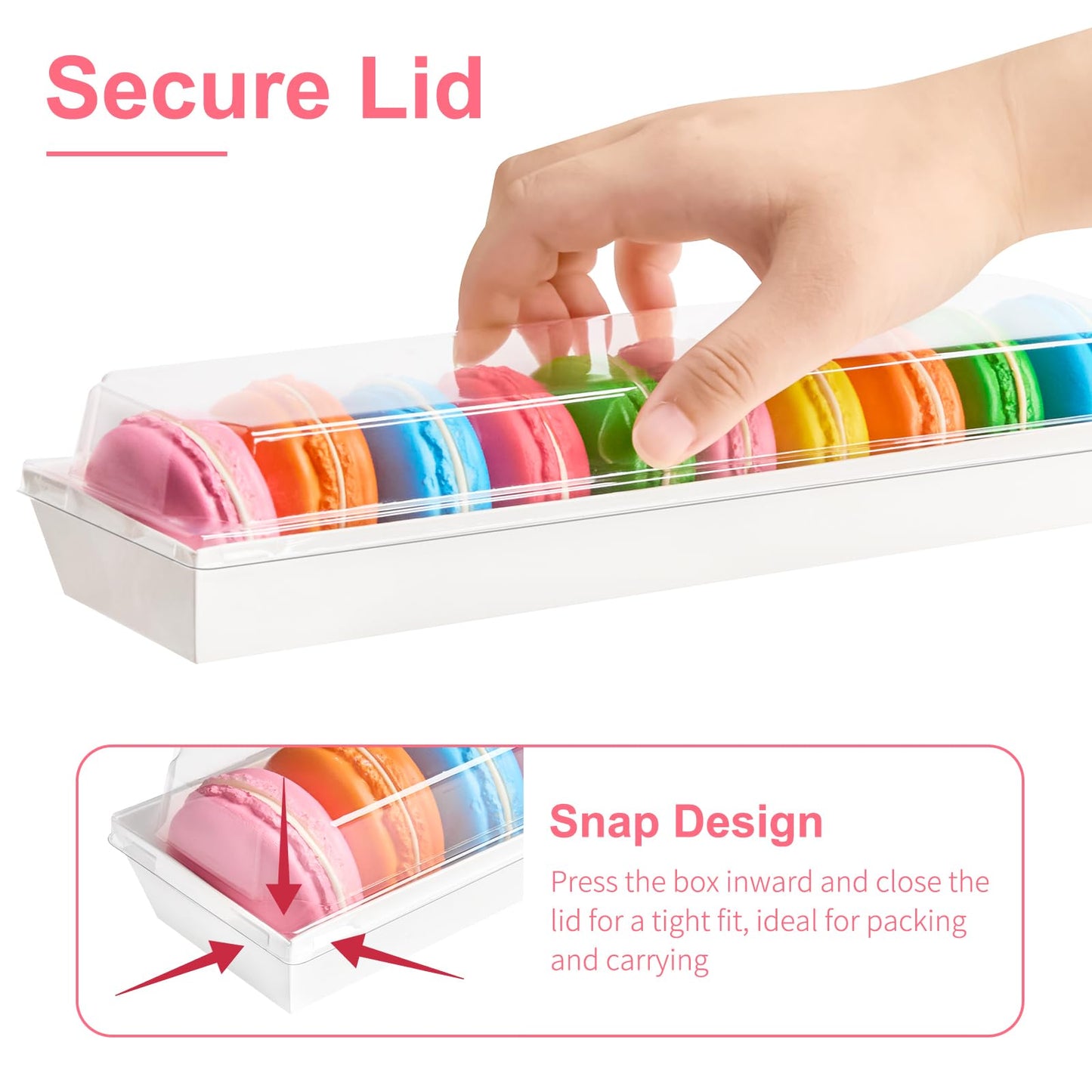 Kucoele 50 Pack Strawberry Boxes with Clear Lids, Disposable Macaron Boxes To Go Dessert Containers for Packaging Chocolate Covered Strawberries, Cookies, Cocoa Bombs, Truffles