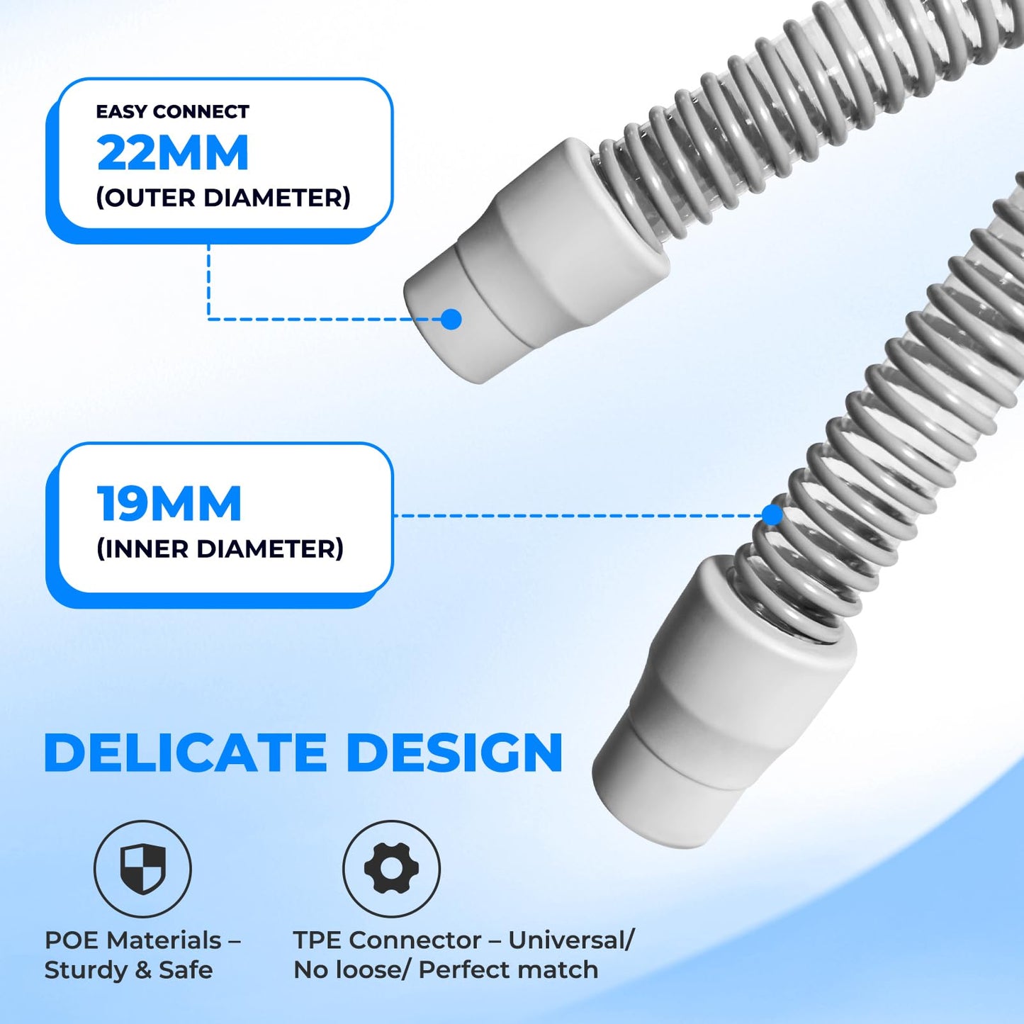 2 PACK Universal Tubing Replacements for CPAP Supplies, 6 Foot Hoses Compatible for Philips Respironics,Resmed Airsense and Most of CPAP, APAP, BiPAP Machine/Mask with Clean Brush