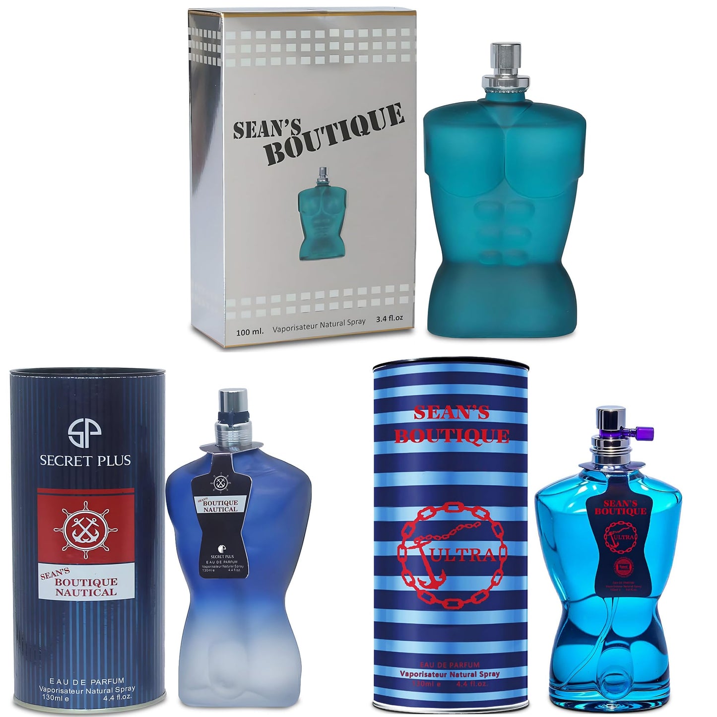 A CENTER 3Pack Men Cologne Sean's Boutique Series Eau De Parfume Spray with Woody Floral & Fruity Scent Perfume Gift Set Day to Night Luxury Fragrances