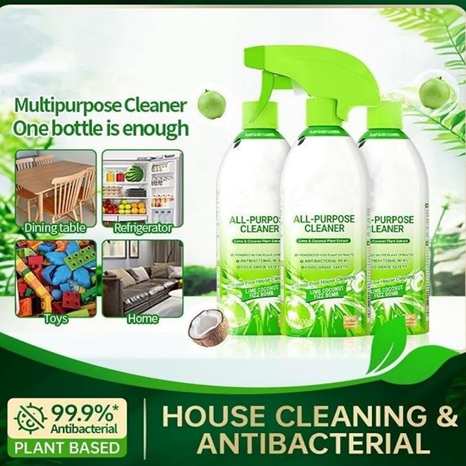 All Purpose Cleaning Spray, 500g Kitchen, Counter, and Surfaces Cleaner, Time-Saving Grease Remover Mist and Foam for Apartments, Rentals, Houses, Dorms, Cars, Everyday Household Use