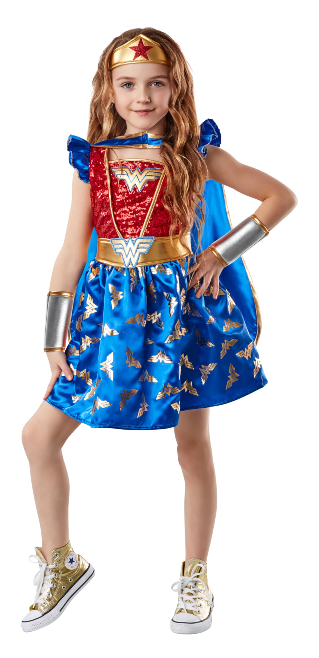 Rubies DC Comics: Wonder Woman Costume Tutu Dress with Cape for Kids, Girl's Medium