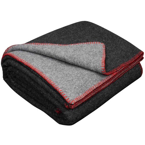 LYHome Merino Wool Blanket - Outdoor Camping and Hiking Throw, Extra Warm Army Military & Hunting Blankets for Cold Weather, Warmest Plaid Sheep Wool (59 x 84 in | Gray - Anthracite Double-Sided)