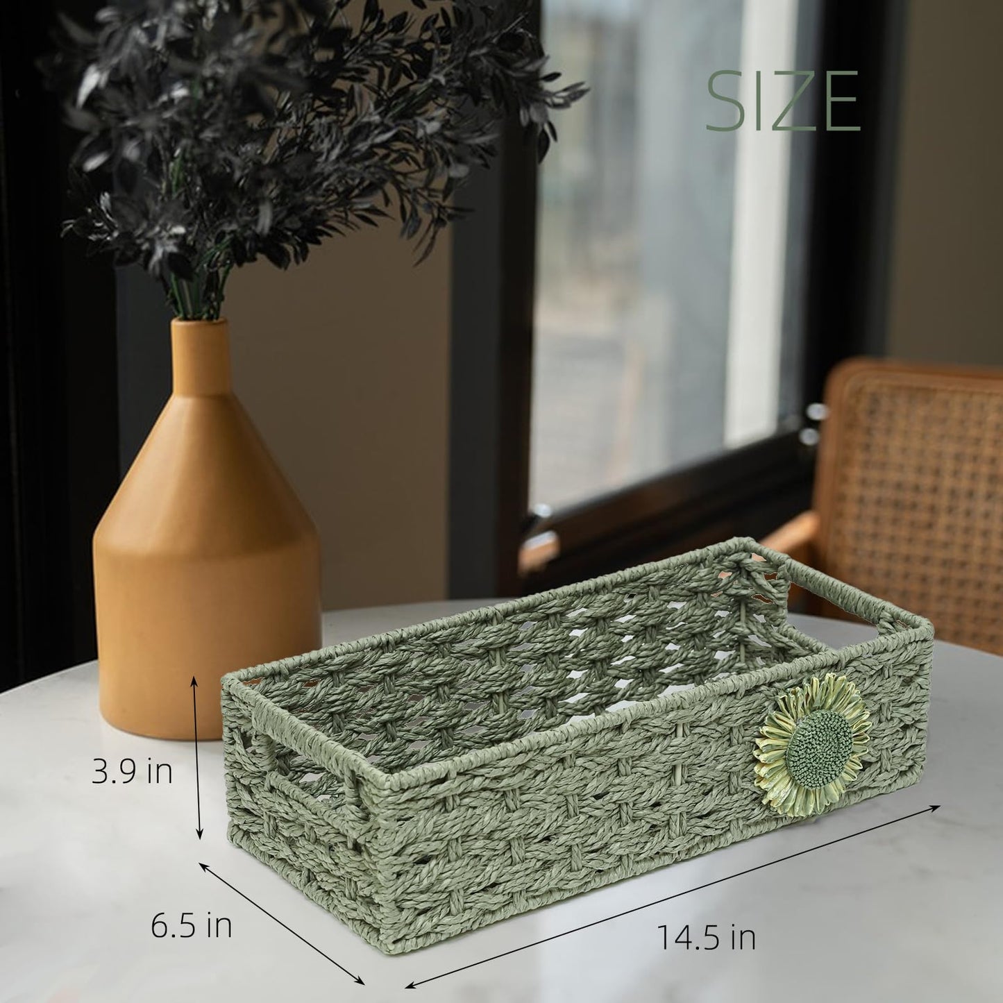 DUOER Toilet Paper Basket for Tank Top Bathroom Organizer - Green