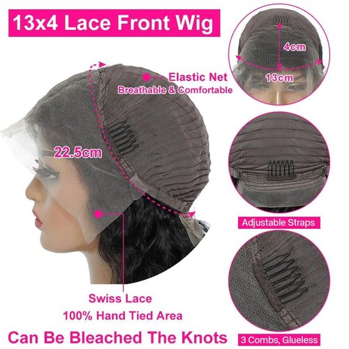 Alielaine Body Wave Chocolate Brown Lace Front Wig 200 Density Hd Lace Front Body Wave Glueless Wigs Human Hair Pre Plucked 4# Colored Wigs 30inch