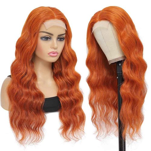 ZevPiul 22 Inch Orange Lace Front Wigs Human Hair Body Wave 4X4 Hd Transparent Lace Closure Wig Brazilian Human Hair Pre Plucked With Baby Hair Glueless Wig
