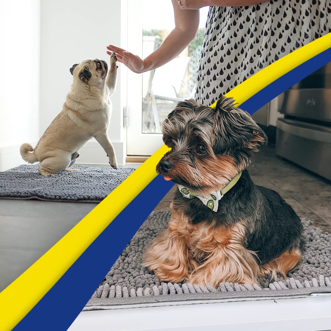 Muddy Mat® Shown on TV – Super Absorbent Microfiber Dog Door Mat for Muddy Paws, Non-Slip Washable Pet Rug, Quick Dry Chenille Entryway Carpet, Machine Washable Indoor Outdoor mat, Grey 30"x19"