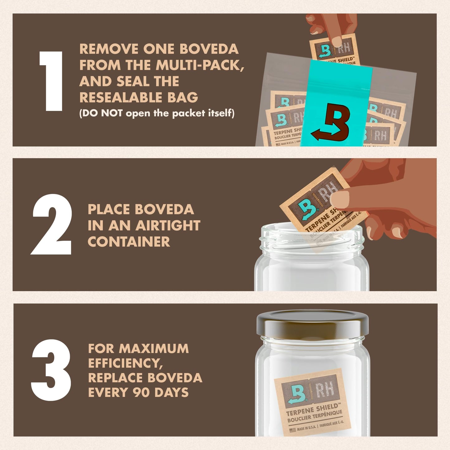 Boveda 58% Two-Way Humidity Control Packs For Storing 1 Oz - Size 8 - 10 Pack - Moisture Absorbers For Small Storage Containers