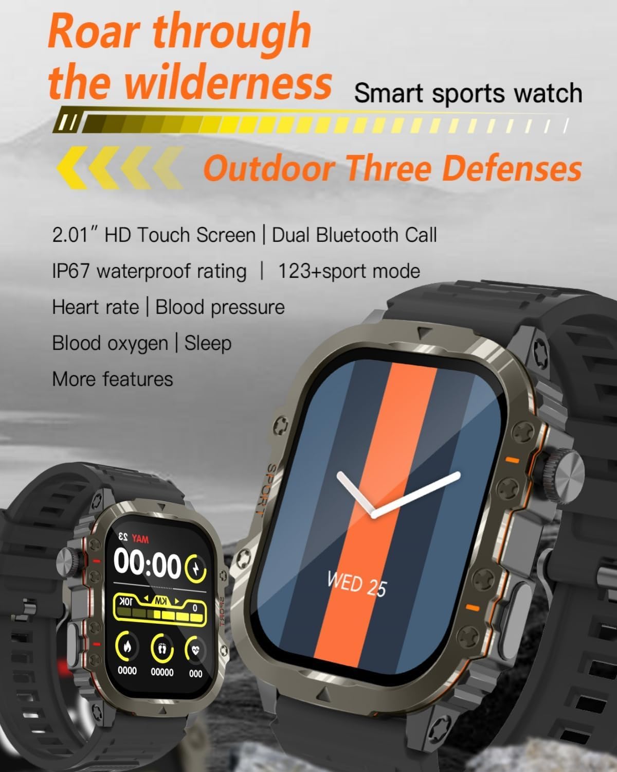 Kukzau Smart Watch For Women Men Fitness (Answer/Make Calls) Compatible With Iphone/Android Phones, 2.01 Hd Screen Outdoor Sport