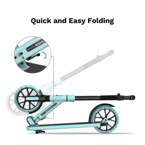 Playshion Kik Scooter for Kids Ages 6+,Teens & Adults,Lightweight,Foldable,with Adjustable Handlebar,Teal