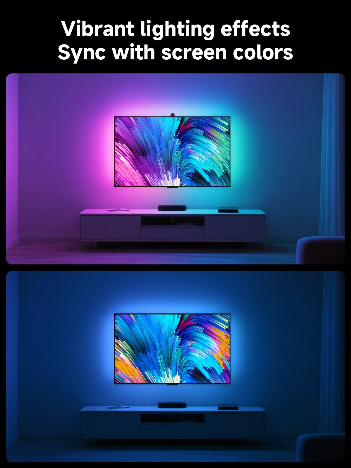 GIPOYENT LED TV Backlights with Camera, 13.7FT TV Lights That Change with for 45-65 in TV, Music Sync LED Strip Light with Smart App Control - RGB Color Changing Light Strip for Bedroom
