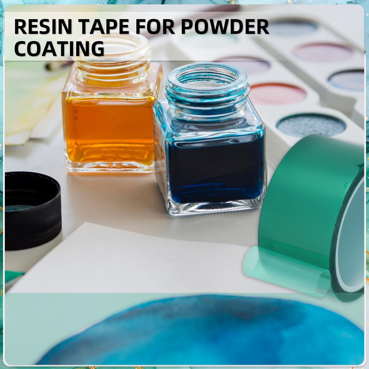 2 Rolls Resin Tape 2In×216Ft Total Epoxy Tape High Temperature Resistant 220℃, Epoxy Tapes for DIY Jewelry River Table Spray Painting Welding Electronic Heating, No Residue, 2Rolls×1.96In×108Ft
