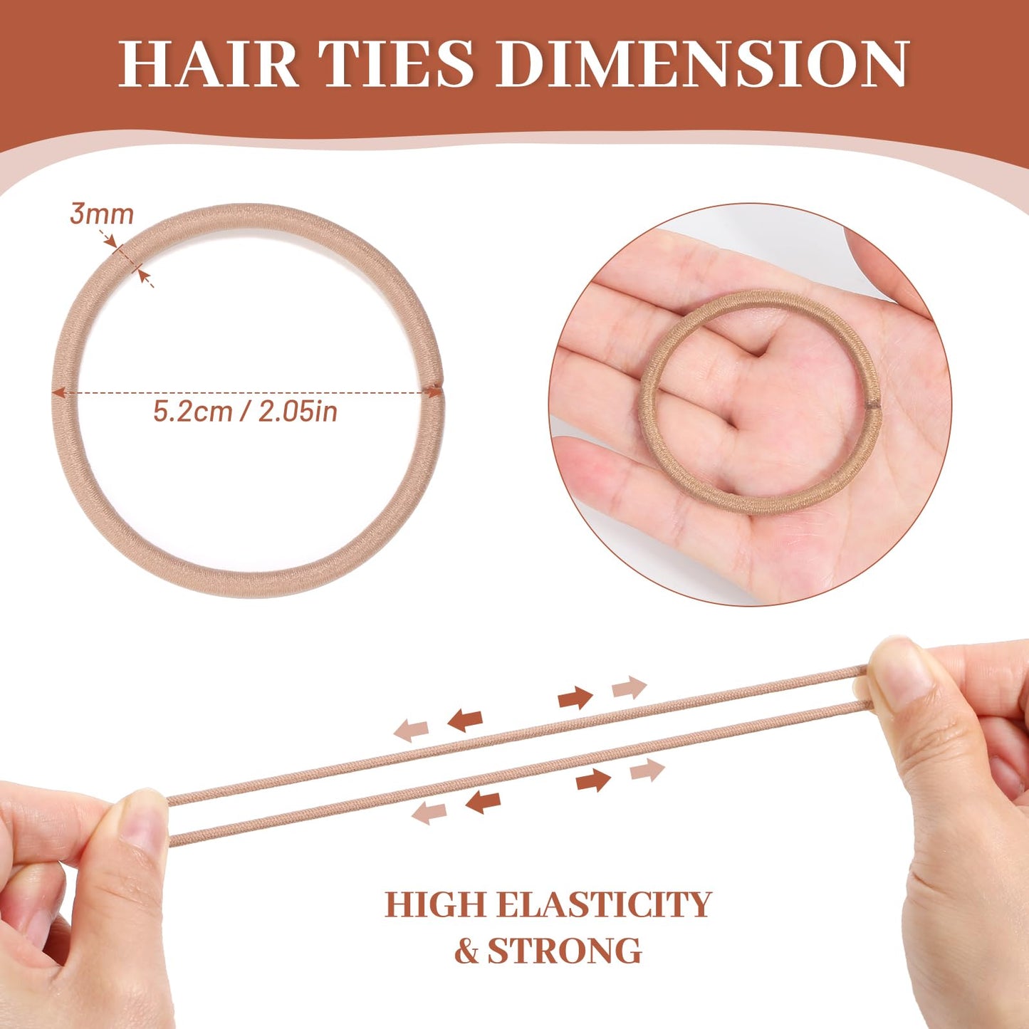 Anezus 200 Pcs Hair Ties for Women Girls Hair Elastics Hair Bands Ponytail Holders Hair Rubber Bands for Thick Straight Curly Ha