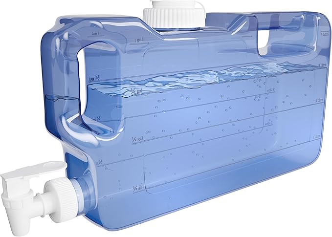Refrigerator Water Dispenser 1.1 Gallon Bottle with Spigot - BPA Free Plastic Slim Water Jug with Spout Leak Proof | Refil...