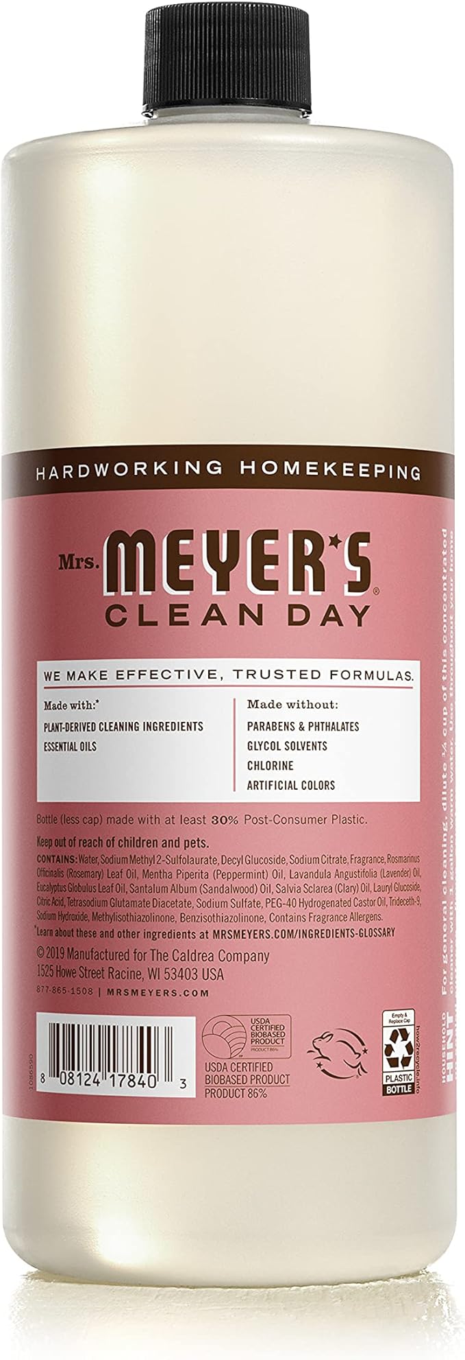 MRS. MEYER'S CLEAN DAY Multi-Surface Cleaner Concentrate, Use to Clean Floors, Tile, Counters, Rosemary, 32 fl. oz