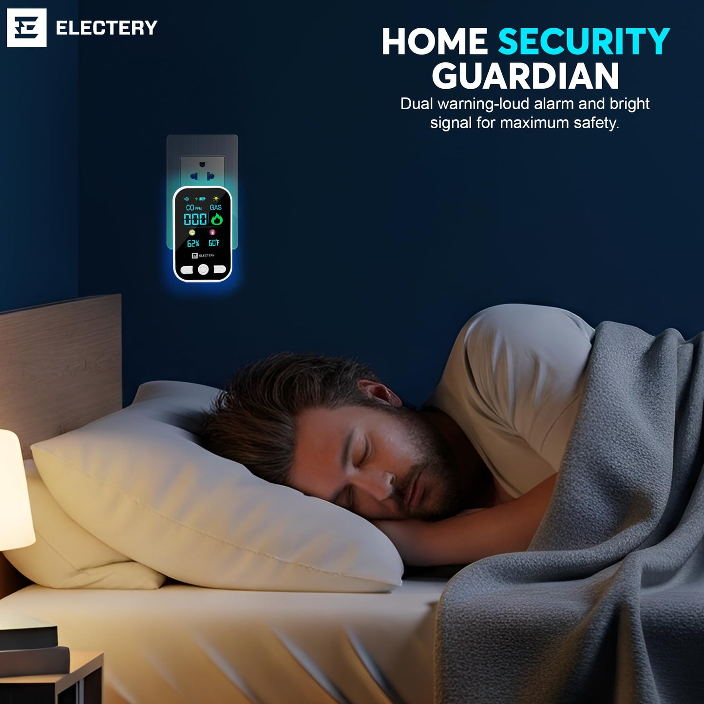 4‑in‑1 Upgraded Natural Gas Leak Detector & Carbon Monoxide Detectors Plug‑in with Dual Sensor, LCD Display Alarms, Temperature & Humidity Monitor for Home & RV