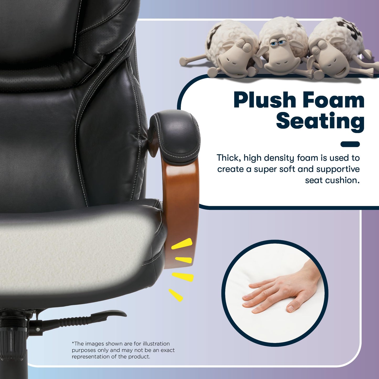 Serta Conway Big and Tall Executive Office Chair - Ergonomic Lumbar Support, Bonded Leather, Padded Armrests, High Back Computer Desk Chair, Black