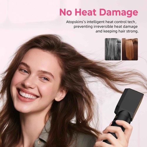 Atopskins 6 in 1 Blow Dryer Brush, Hair Dryer Brush Fast Drying 3 Heat Settings, Hot air Styler Auto Curling Straightening Voluming Smoothing for Women Salon & Travel Use (ALCI Plug)