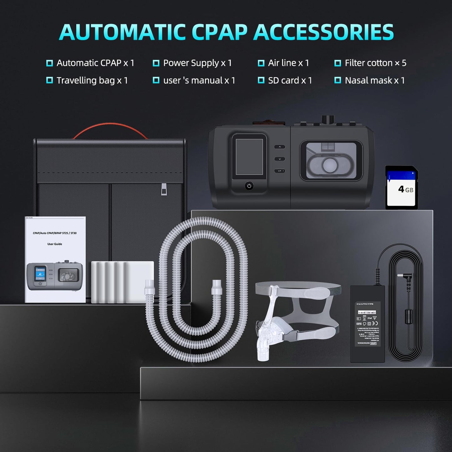 Sleep Apnea fit for Auto CPAP Machine with Hose and Humidifier Ues for Home