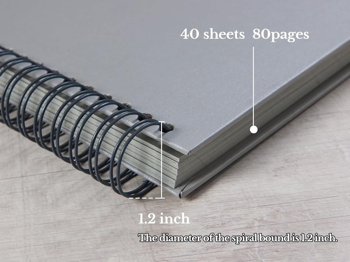 potricher 12 x 12 Inch Large DIY Scrapbook Photo Album 80 Pages Thick Kraft Blank Gray Paper Memory Book for Wedding and Anniversary Family (Gray, 12 Inch)