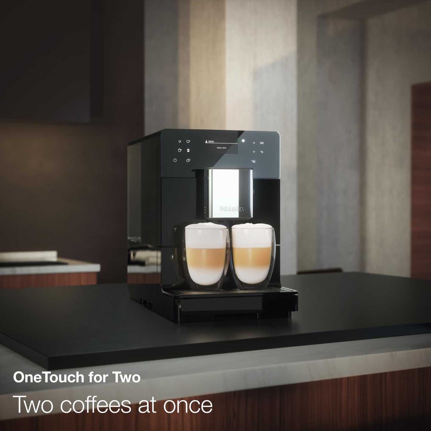 Miele CM 5310 Silence Automatic Coffee Maker - With OneTouch for Two, AromaticSystem, Individual Profile Settings, and Cleaning Programs, in Obsidian Black