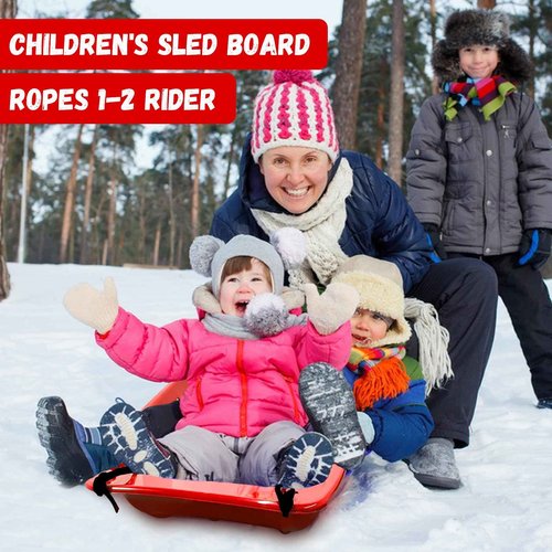 Snow Sled,Classical Plastics Snow Sled for Kid and Adult with Handles and Ropes 1-2 Rider for Winter Skiing Snowboard Outdoor Sledding Gift 35"(Red+Blue+Purple)