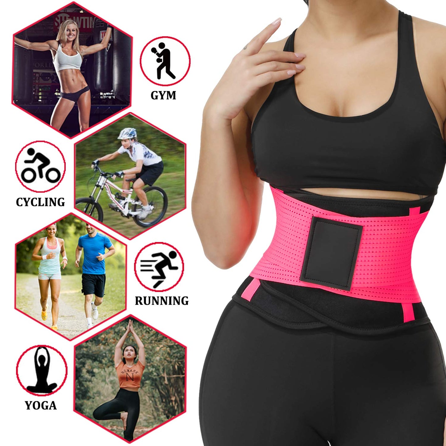 VENUZOR Waist Trainer Belt for Women - Waist Cincher Trimmer - Slimming Body Shaper Belt - Sport Girdle Belt (UP Graded)(FL Pink,L)