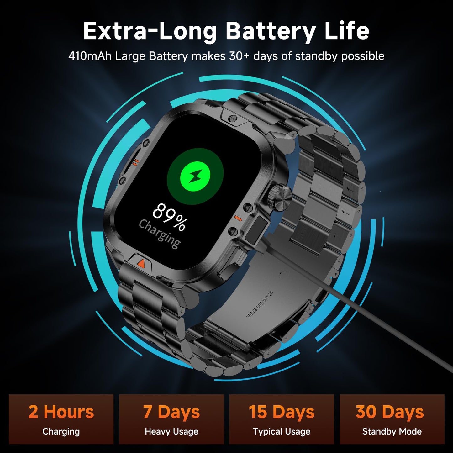 Bruboses Smart Watch For Men Military Answer/Make Call 2.01  Display 170+ Sports Modes Fitness Smart Watch Ip68 Waterproof 30 Da