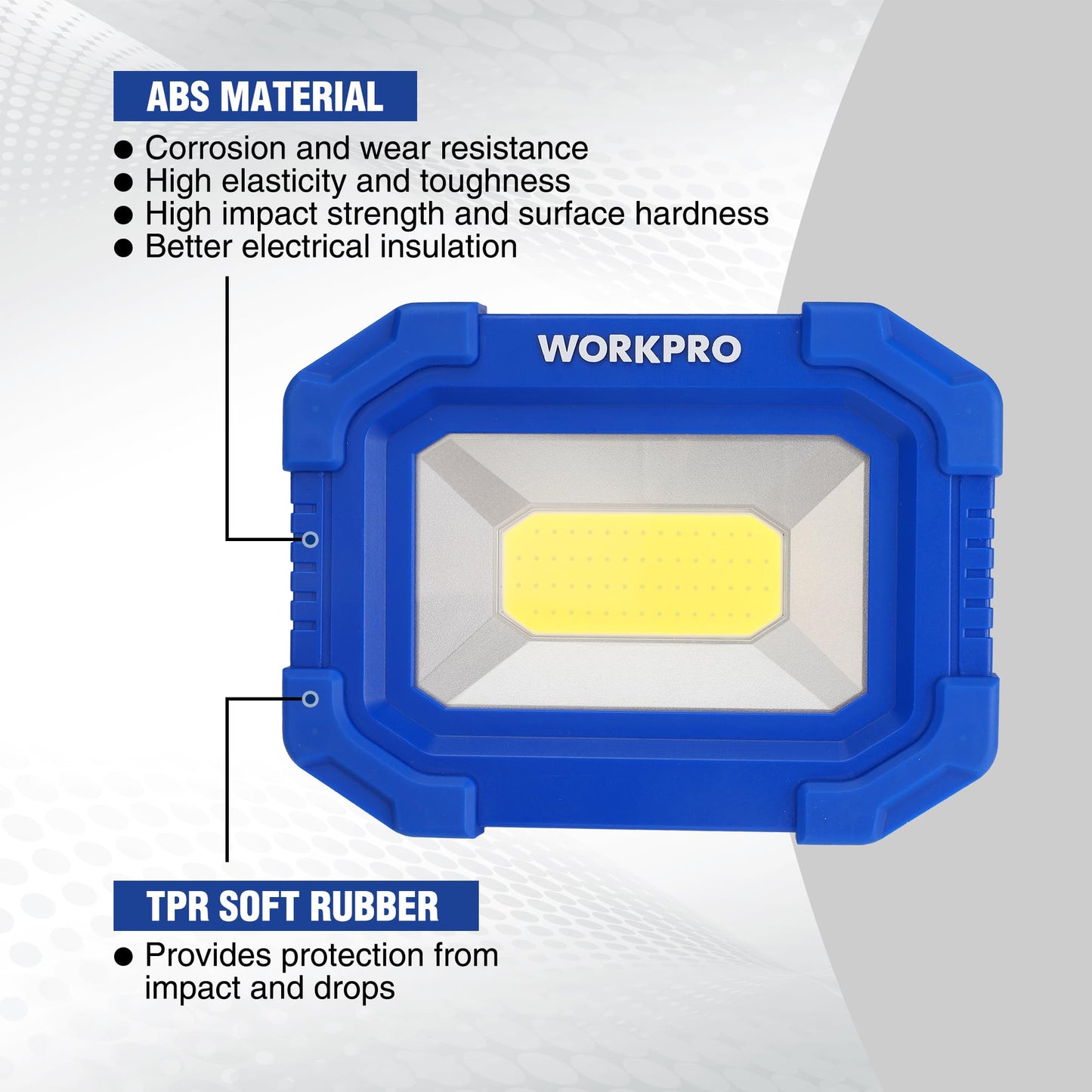 WORKPRO LED Work Light, Rechargeable Magnetic Work Lights with Stand, Portable 2000LM COB Flood Light for Camping, Fishing, Car Repair, Job Site Lighting, Hiking, 4 Modes, 2 Pack