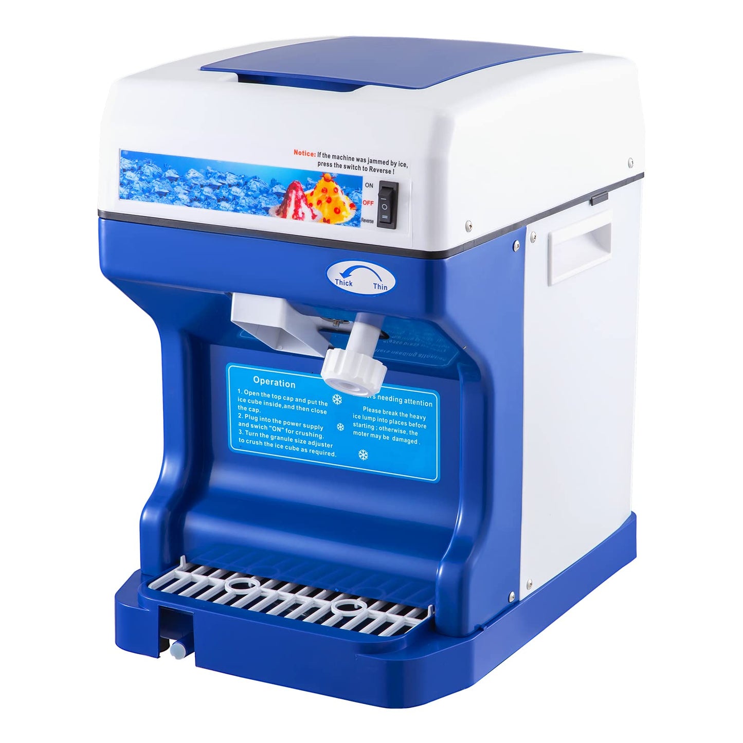 VEVOR 110V Electric Shaved Ice Machine 500W Snow Cone Maker Tabletop w/Adjustable Ice Texture, Ice Shaving Machine 265LBs/hr for Home and Commerical Use