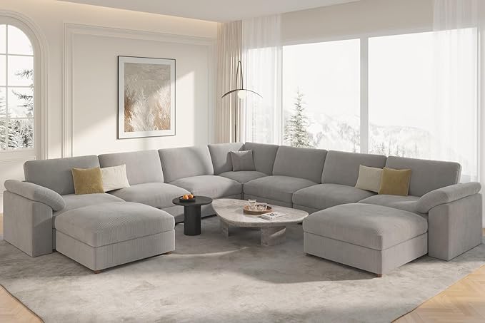 EASE MOOSE Oversized L Shaped Sectional Modular Sofa,Large U Shaped Sectional Couch Wide Deep Seat Modular Cloud Couch,Removable Cover