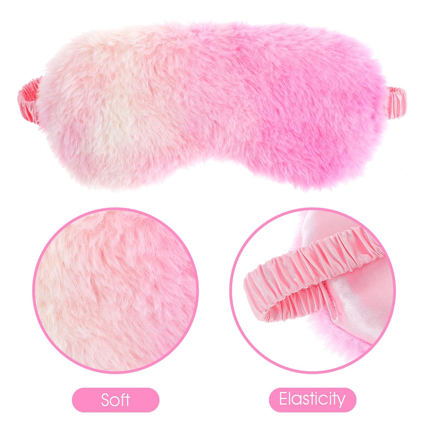 2 Pcs Plush Eye Mask Soft Sleeping Blindfold Eye Cover Comfortable Furry Faux Fur Sleeping Mask Satin Nap Night Eyeshade Cover for Women Men Gift (Purple, Red)