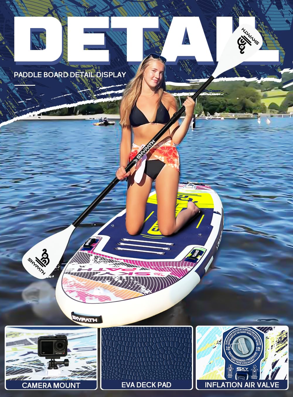 Inflatable Stand Up Paddle Board,11'*34'' Ultra-Light SUP Board, Wide Stable Family Board for Youth & Adults of All Skill Levels with Full Set of SUP Board Accessories