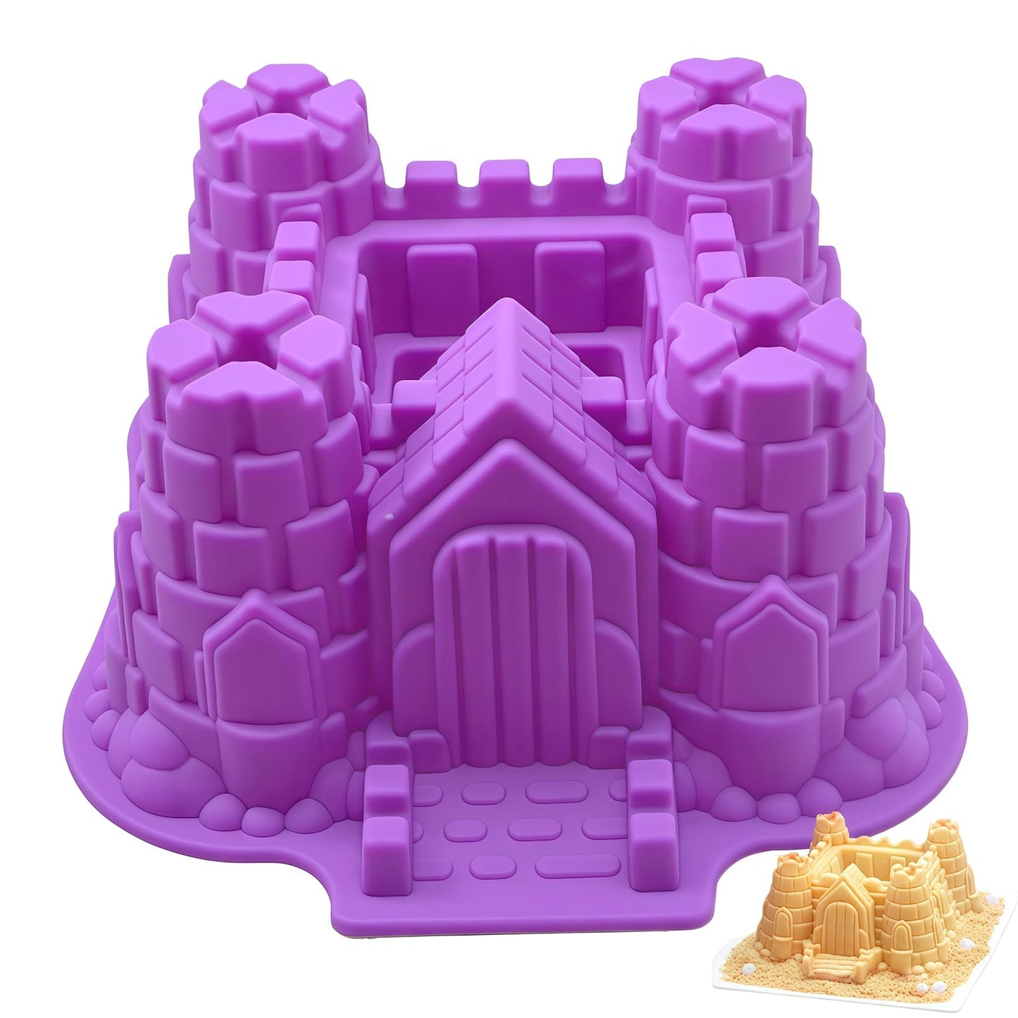 FantasyDay Silicone Baking Molds, 3D Castle Cake Pan, Non Stick Silicone Cake Mold for Cake, Jello, Gelatin, Bread, Soap - 8.8''*8.07''*4.13''
