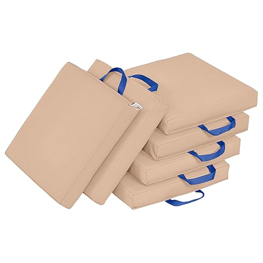 ECR4Kids SoftZone Floor Cushions, Square, Flexible Seating, Sand, 6-Piece