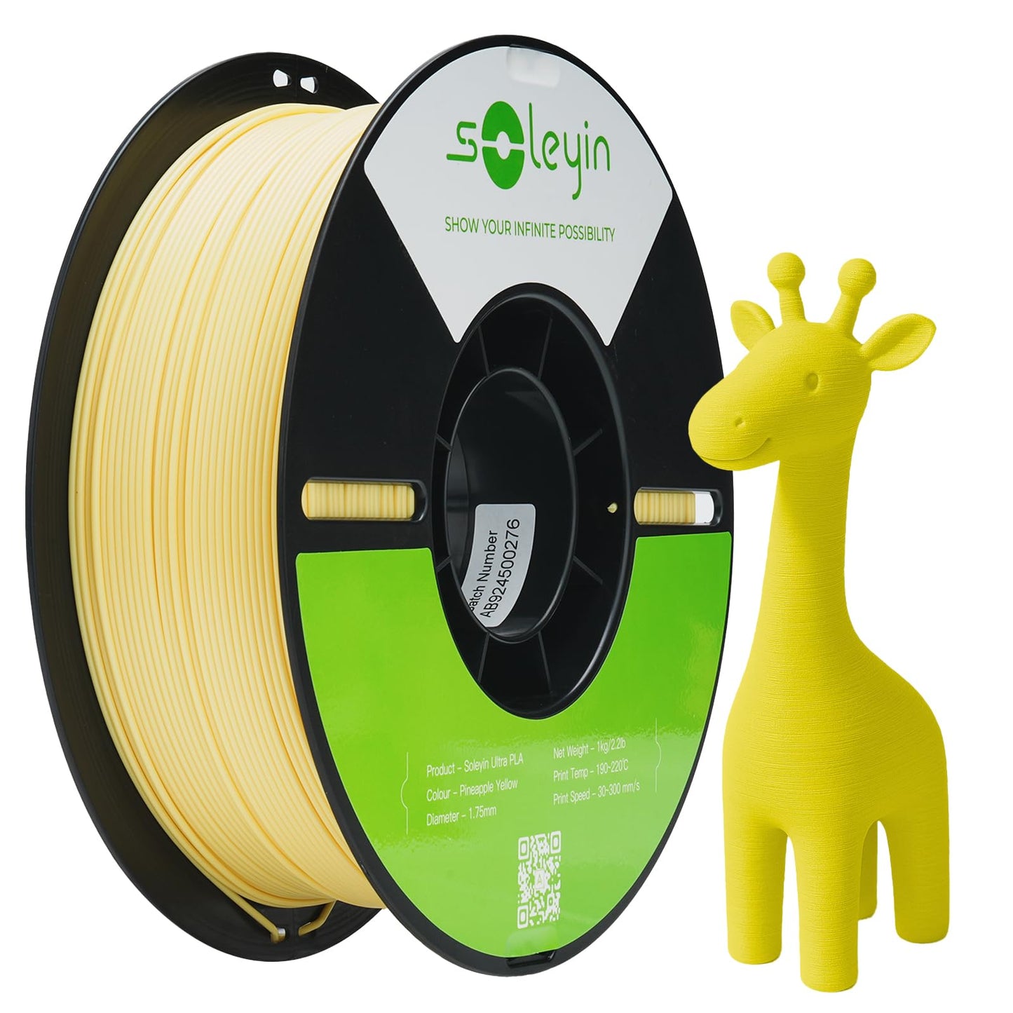 SOLEYIN Ultra PLA Filament 1.75mm PLA 3D Printer Filament High Speed 30-600mm/s Dimensional Accuracy +/- 0.02mm, 1kg Spool (2.2l