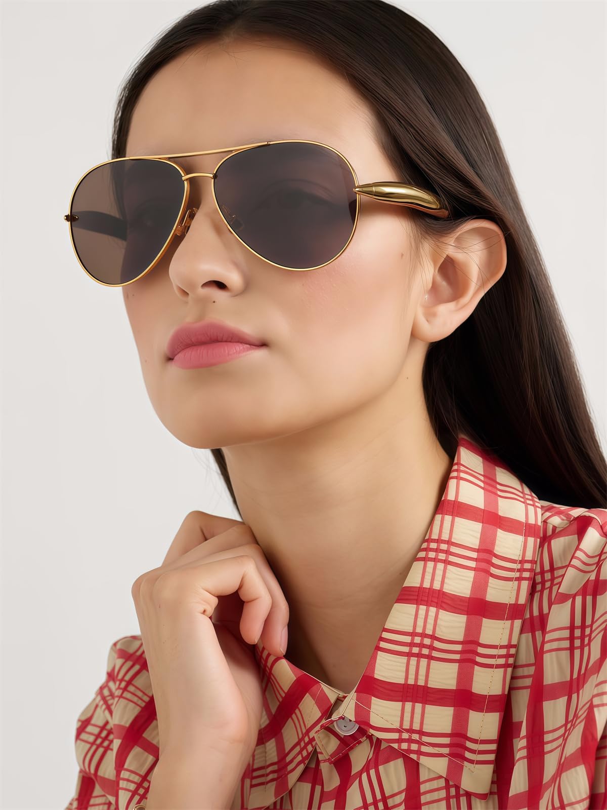 GUVIVI Retro Gold Aviator Sunglasses for Women Men, 2025 Metal Oversized 70s Aviators Black Sun Glasses