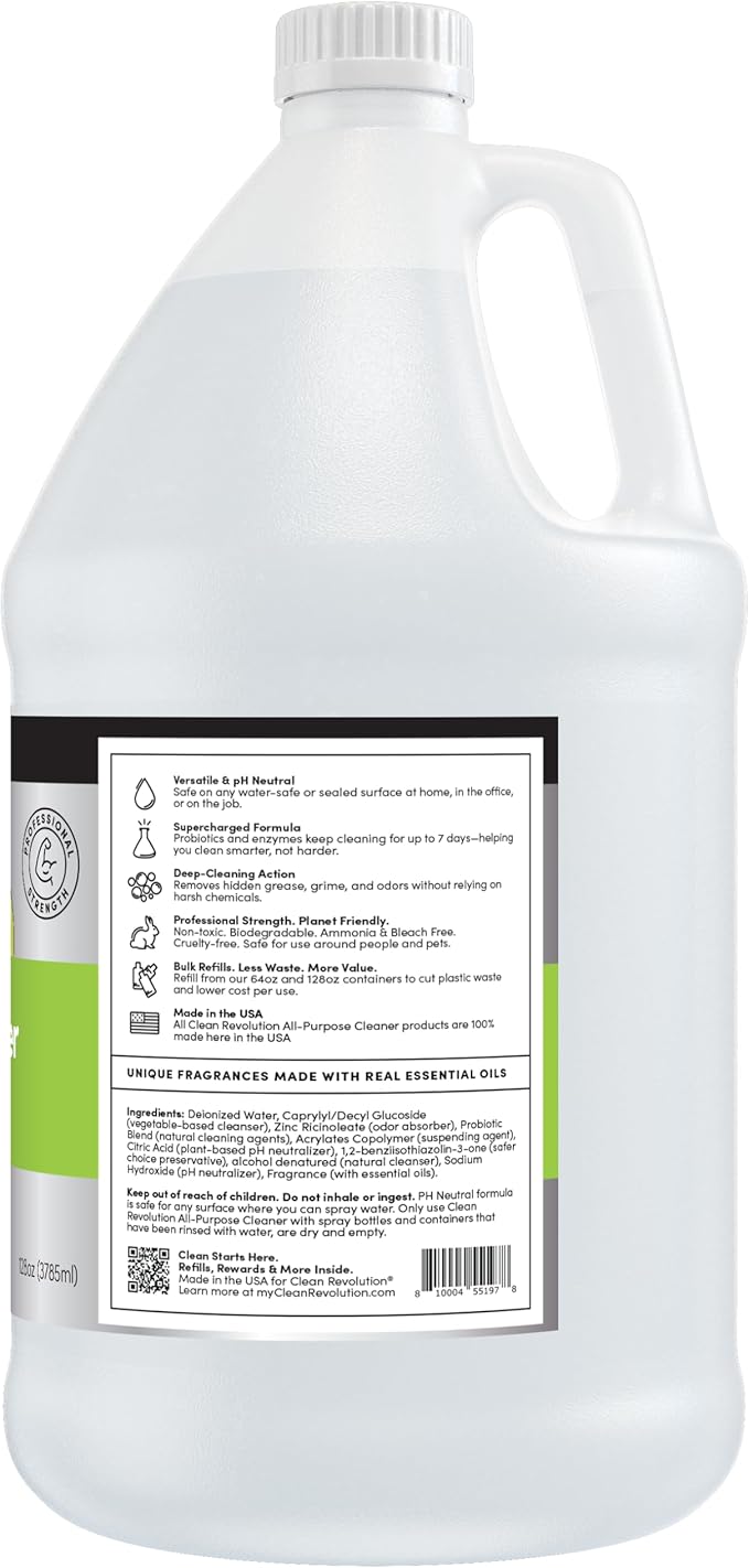 Clean Revolution SuperCharged All Purpose Cleaner, Non-Toxic, Eco-Friendly & Plant-Based, Ready to Use, Lily & Green Tea, 128 Fl Oz