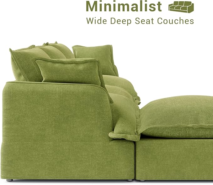 Intuition Decor Modular Convertible Cloud Sectional Sofa,182.6" Large Sofa Set for Living Room,5 Seat V-Shaped Modern Down Fill Sectional Sofa Fabric Modular Couch with Corner,Green