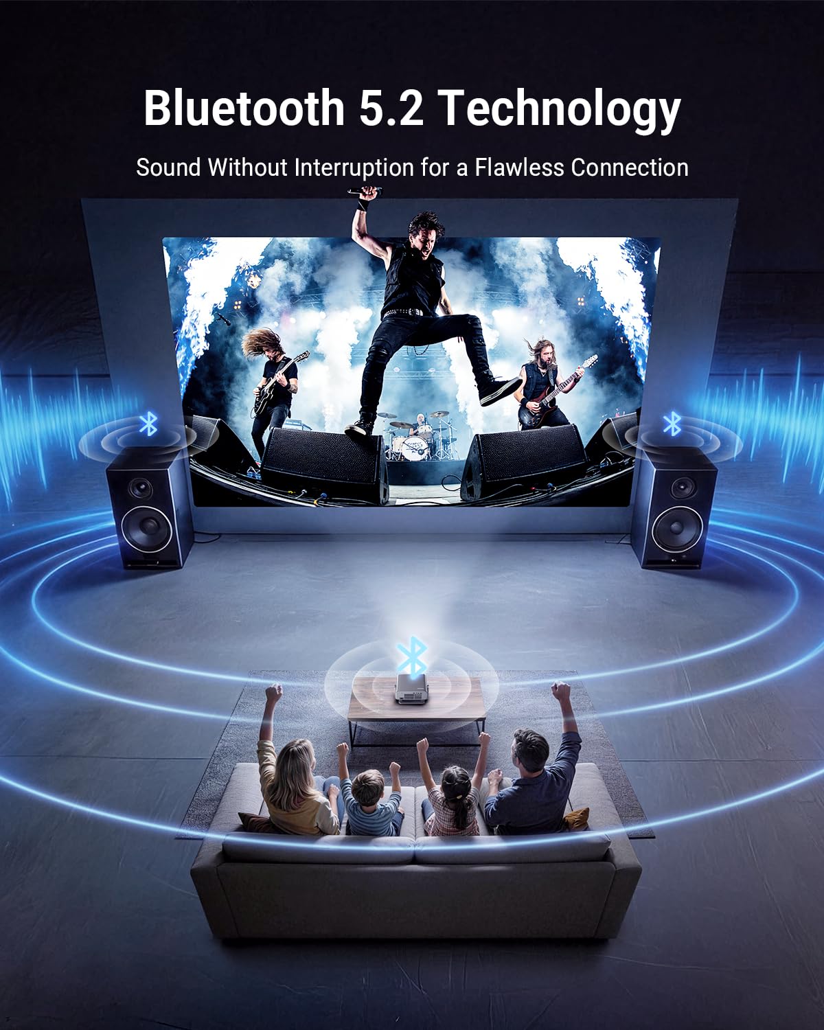 Smart Projector [Built in Google TV and 4K Support] with WiFi and Bluetooth, 2500ANSI, Auto Lens Cap, Portable Outdoor Movie Projector with Built-in Apps Auto Focus for Ceiling/Home Theater/Bedroom