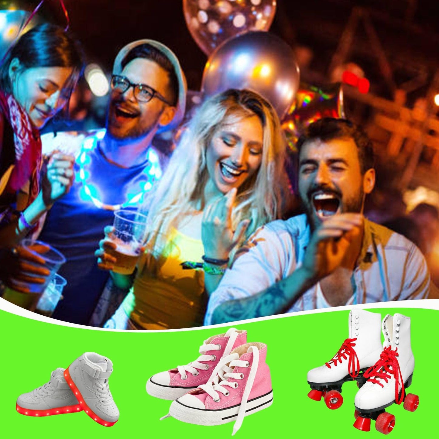 Flammi LED Nylon Shoelaces Light Up Glow in the Dark for Party Dancing Skating (Blue)