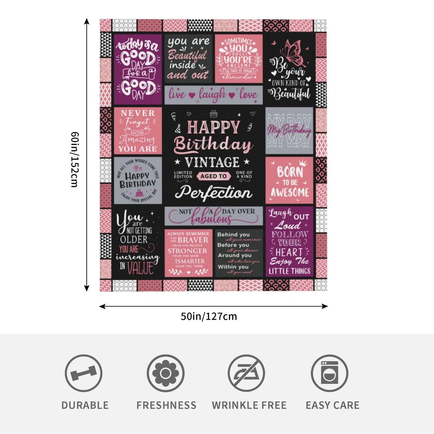 Birthday Gifts for Women, Gifts for Women Birthday Unique, Birthday Gifts for Her, Women Birthday Gift Throw Blankets 60" x 50", Happy Birthday Gifts for Female/Friendship/Sister/Bestie/Mom