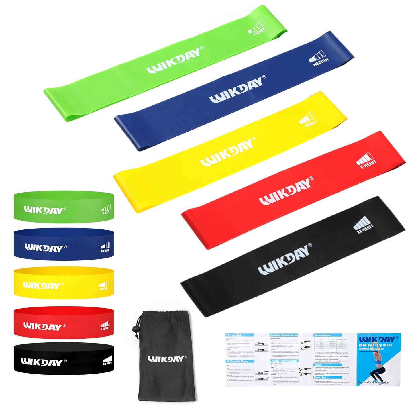 WIKDAY Resistance Bands for Working Out Exercise Loop Bands Workout Bands Set for Men Women Body Stretching, Training, Home Workout, Physical Therapy, Booty Legs, Set of 10 (Assorted)