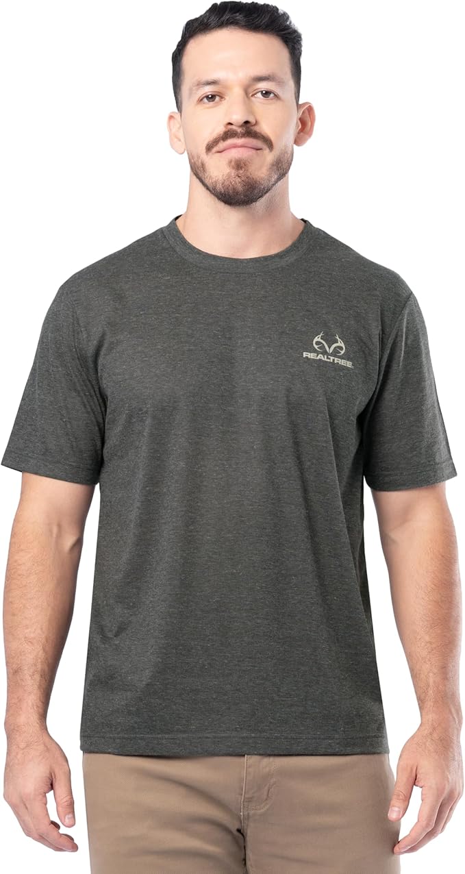 Realtree Mens Short Sleeve Graphic Performance Tee, Moisture Wicking Lightweight T-Shirt for Hunting and Outdoor Lifestyle