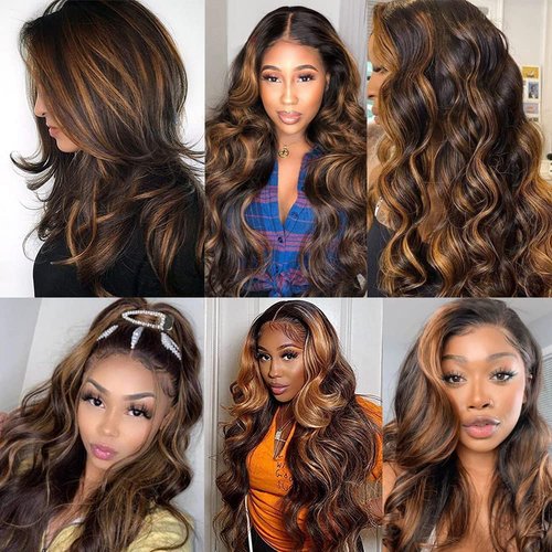 Giginger Bundles Human Hair Body Wave Human Hair Bundles 20 22 24 Inch Brazilian Chocolate Brown Highlight P4/30 Unprocessed Quick Weave Soft Sewn In Hair Extensions for Black Women