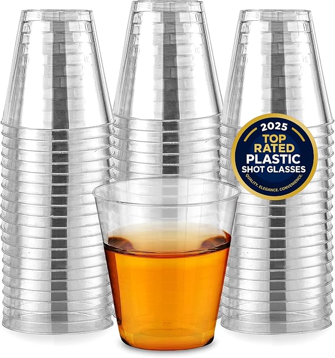 Stock Your Home 2 oz Shot Glasses - 250 Mini Plastic Shot Glasses (2oz) Clear Disposable Cups for Jello Shots, Wine Tastin...